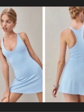 Reformation Light Blue Ecomove Mini Dress